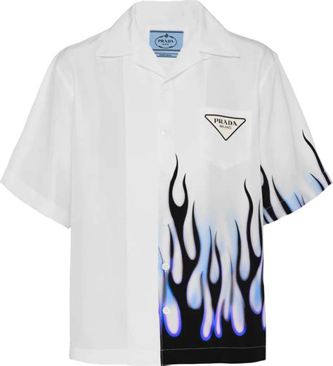 Prada White & Black Flame 'Double Match' Split Shirt